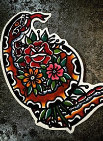 一组9张oldschool风格的彩色小图案纹身手稿