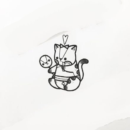 几张可爱黑色小动物的纹身图案和手稿分享