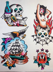 oldschool风格的几张小纹身手稿图欣赏