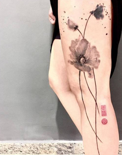 漂亮的水墨中国风纹身图案一组12张