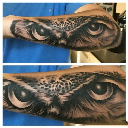 猫头鹰相关的一组9张黑灰猫头鹰纹身图案图片