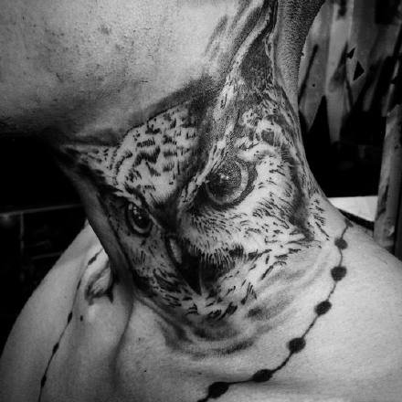 猫头鹰相关的一组9张黑灰猫头鹰纹身图案图片