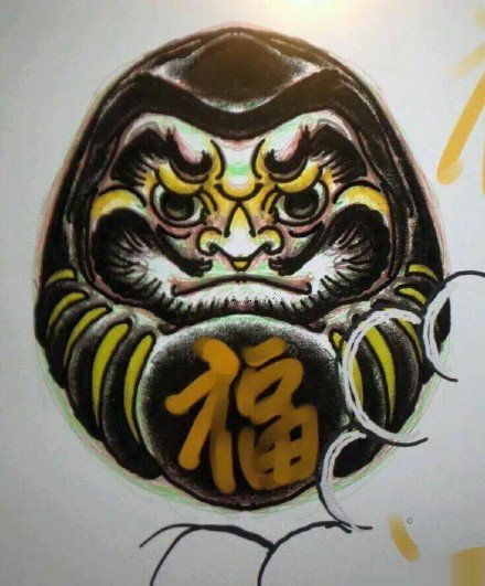 9张漂亮的达摩蛋纹身手稿图案欣赏