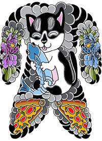 卡通大满背手稿--四张卡通风格的大满背手稿,谁纹一个