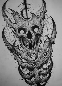 暗黑骷髅手稿--9张个性暗黑风格的骷髅纹身手稿图案