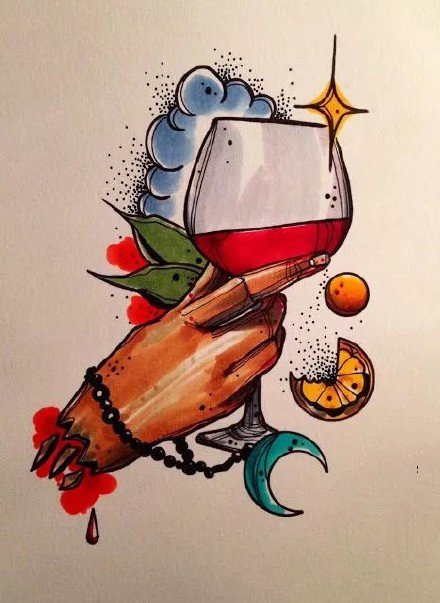 创意红酒杯的一组酒杯纹身图案欣赏