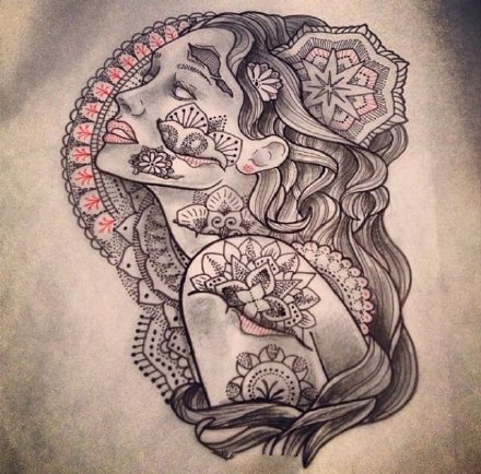 9张国外精品点刺纹身手稿图案推荐