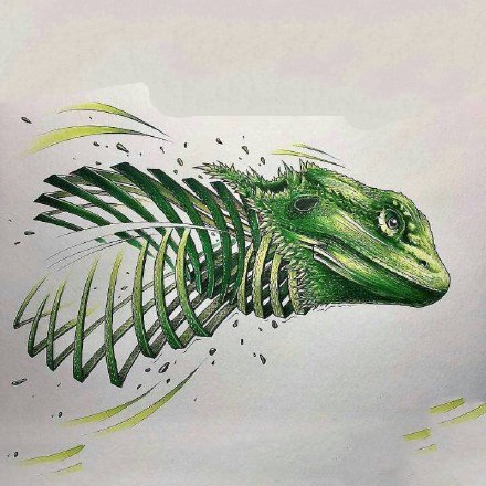 机械动物--国外优秀插画家 JAYN的马克笔插画作品纹身手稿 ​