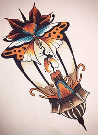 一组12张灯的纹身手稿图案欣赏