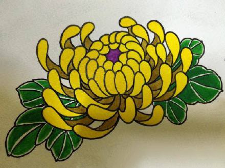 27张日式传统风格的小彩图纹身手稿图案