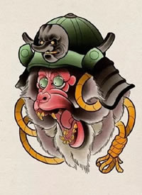 27张日式传统风格的小彩图纹身手稿图案