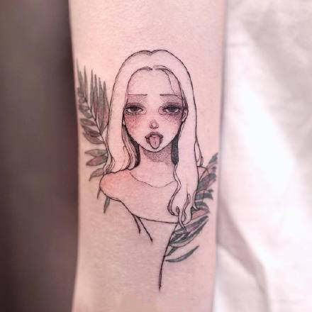 27张可爱美丽的卡通小女孩--纹身师rikkiiies的纹身图案作品