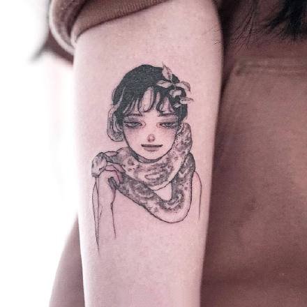 27张可爱美丽的卡通小女孩--纹身师rikkiiies的纹身图案作品