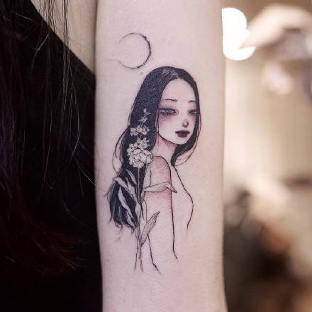 27张可爱美丽的卡通小女孩--纹身师rikkiiies的纹身图案作品