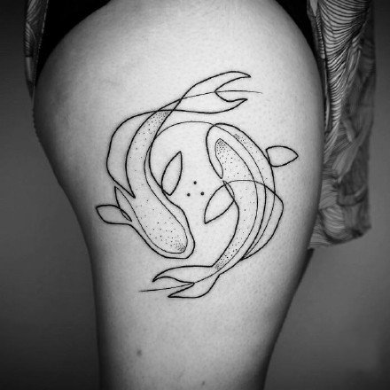 一笔画线条简约纹身图案-现居德国的伊朗纹身艺术家 Mo Ganji作品