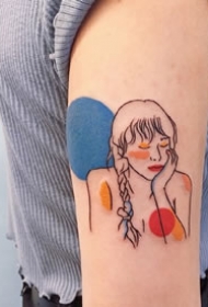 小清新风格的线条和奇妙配色纹身图案作品18张