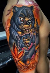 大臂大腿上的一组炫彩纹身图案作品