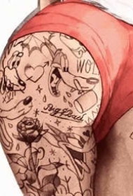 国外插画师 Jean André创作的性感迷人水彩纹身大妞图片