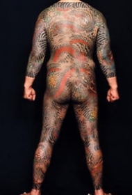 满背通体传统风格一组全胛纹身图案