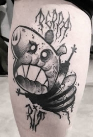 把卡通图黑化的暗黑创意黑灰点刺纹身图案欣赏