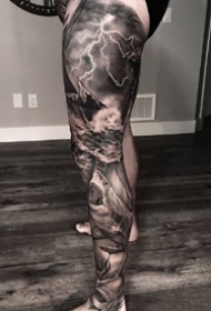 花腿纹身--一组大黑腿纹身图案作品欣赏