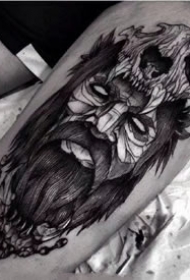 国外一组腿部暗黑纹身图案作品9张