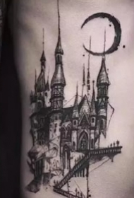 创意的建筑风景相关的黑灰纹身图案9张