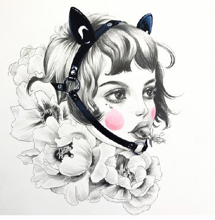 一组漂亮的动漫二次元女孩纹身手稿素材图案