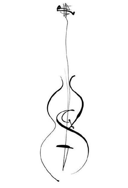 和小提琴相关的一组音乐乐器纹身手稿素材