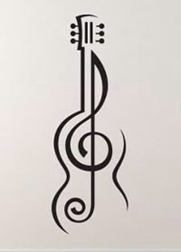 和小提琴相关的一组音乐乐器纹身手稿素材