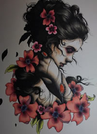 9张女性人物人像手稿图案欣赏