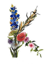 花朵组成的创意英文字母纹身手稿图片