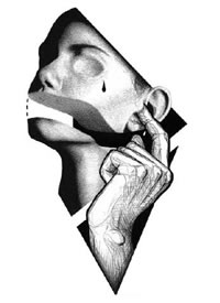 点刺抽象风格的一组黑色纹身手稿图案