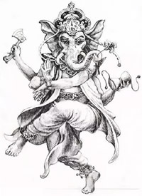 好看的一组象神的纹身手稿图案9张