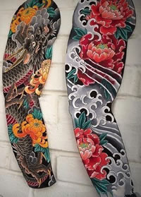 日式花臂--一组日式风格的花臂纹身手稿图案9张