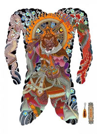 传统大满背手稿--35张日式老传统风格的大满背纹身手稿图案