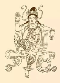 敦煌石窟壁画的侍女飞天仙女等人物手稿