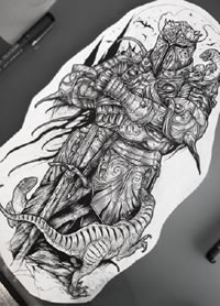 31张暗黑风格的黑色创意纹身手稿图案