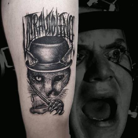 黑化了的一组9张暗黑猫咪纹身图案作品