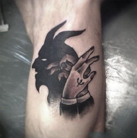 手和影子相组合的创意手影纹身图案图片
