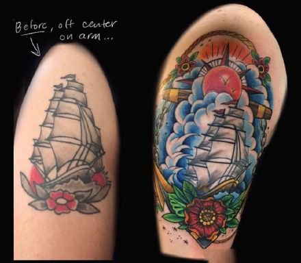 失败老纹身的美化遮盖修改纹身案例图案参考欣赏