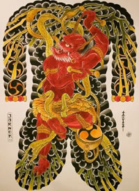 9张满背全胛的传统纹身手稿图案欣赏