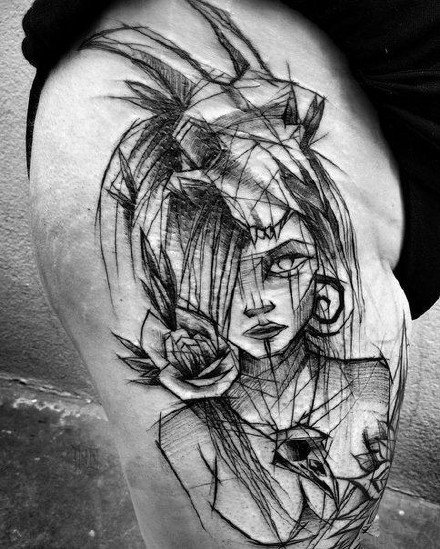 Inez Janiak伊內兹 贾尼亚克的素描纹身图案作品