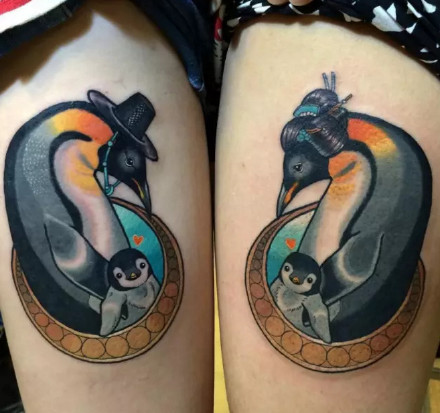 适合情侣的成双成对的彩色纹身图案欣赏