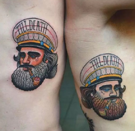 适合情侣的成双成对的彩色纹身图案欣赏