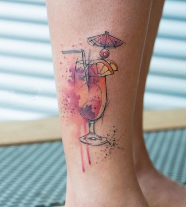 淡淡的水彩色小清新纹身图案作品9张