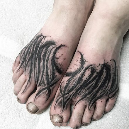 几张深黑色的奇卡诺花体字创意设计纹身图案