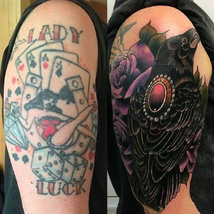 适合遮盖修改旧纹身和伤疤的纹身效果对比图欣赏