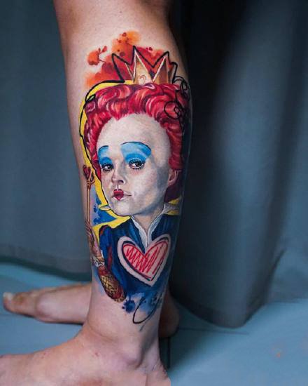 有点写实感觉的创意欧美彩色人物纹身图案