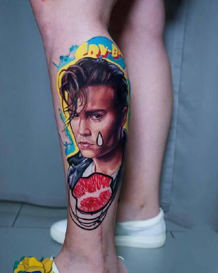 有点写实感觉的创意欧美彩色人物纹身图案
